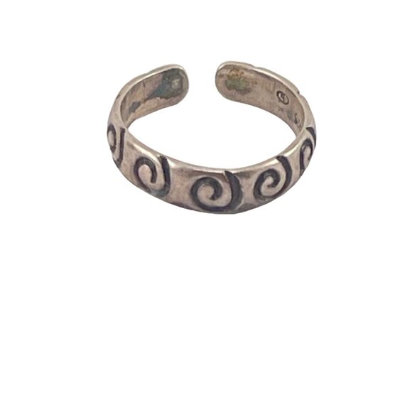 Vintage Sterling Silver Spiral Pattern Adjustable Toe Ring - Picture 3 of 5